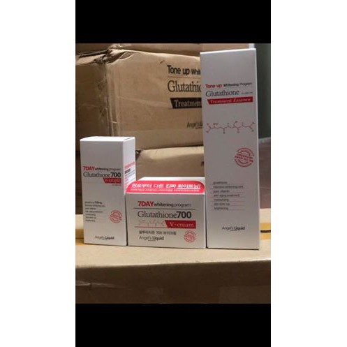 Combo Huyết Thanh, Kem Dưỡng, Nước Thần Trắng Da 7 Day Whitening Program Glutathione 700 V-Ample