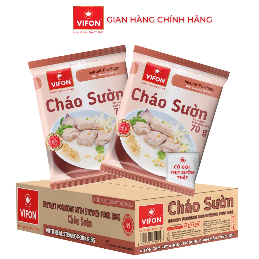 Thùng 50 Gói Cháo Sườn VIFON 70g/Gói