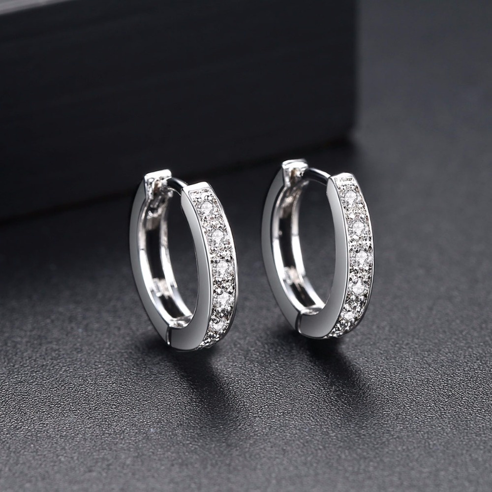 Khuyên Tai Nữ Tròn Bạc 925 Đính Đá Kiểu Hàn Quốc đơn Giản Nữ Tính BẠC HIỂU MINH HT181