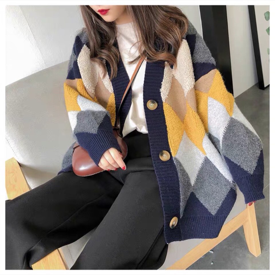 Áo khoác cardigan nữ FM Style chất len dày dặn hoạ tiết quả trám thời trang thu đông hàn quốc 211020085 | BigBuy360 - bigbuy360.vn