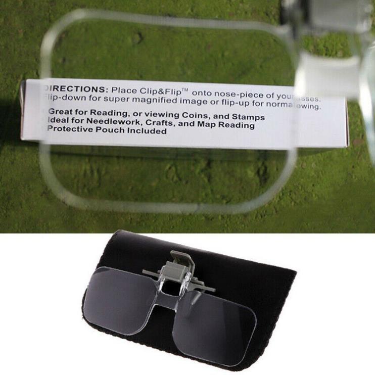 Kính lúp đeo mắt phóng đại 2x kẹp mắt kính siêu tiện, giá rẻ