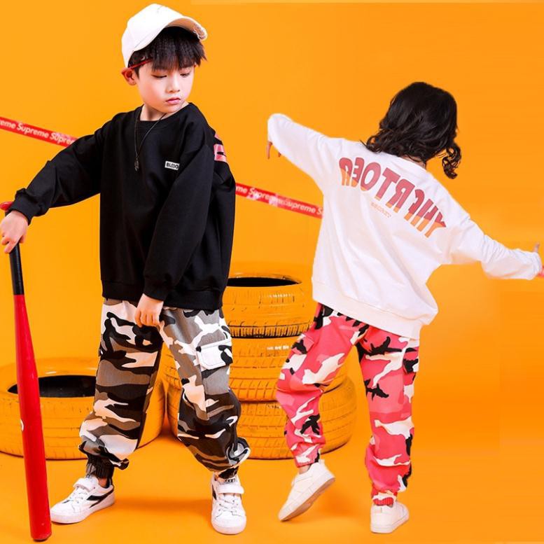 Set Quần Áo Họa Tiết Rằn Ri Phong Cách Hip Hop Dành Cho Bé (Có Bán Lẻ) hàng quảng châu