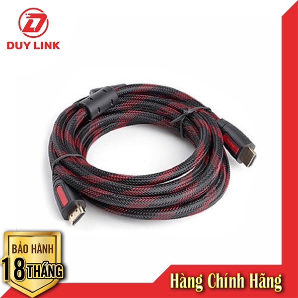 DÂY CÁP HDMI TRÒN LƯỚI ĐỎ/XÁM 5M chính hãng cao cấp , ưu đãi