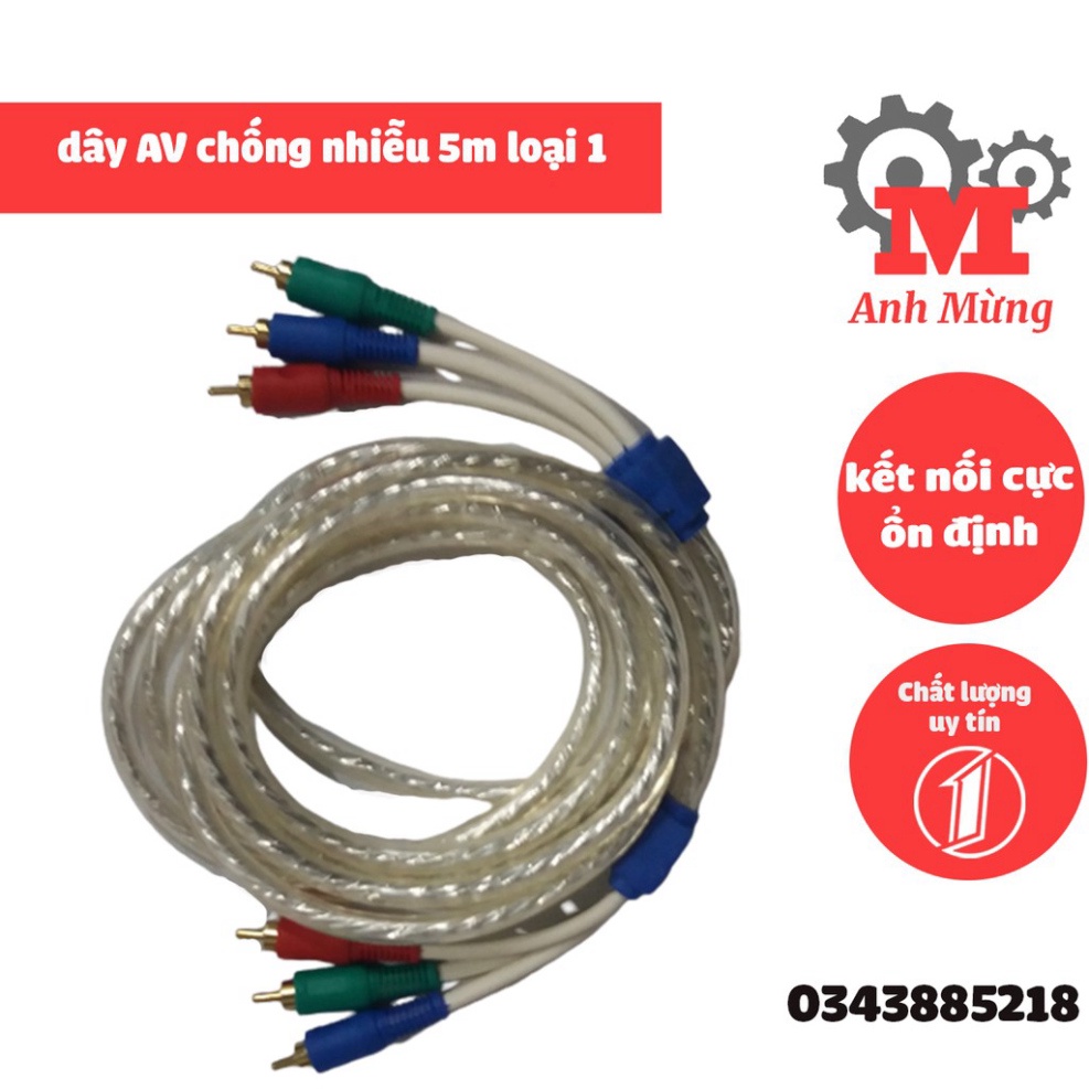 Dây AV chống nhiễu 5m loại 1, cho tín hiệu hình ảnh cad âm thanh tốt