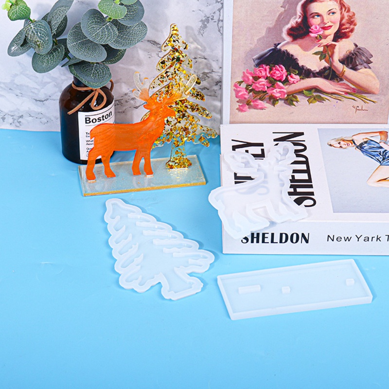 1 Khuôn Silicone Hình Tuần Lộc / Người Tuyết / Nai Sừng Tấm Làm Đồ Trang Trí Giáng Sinh DIY