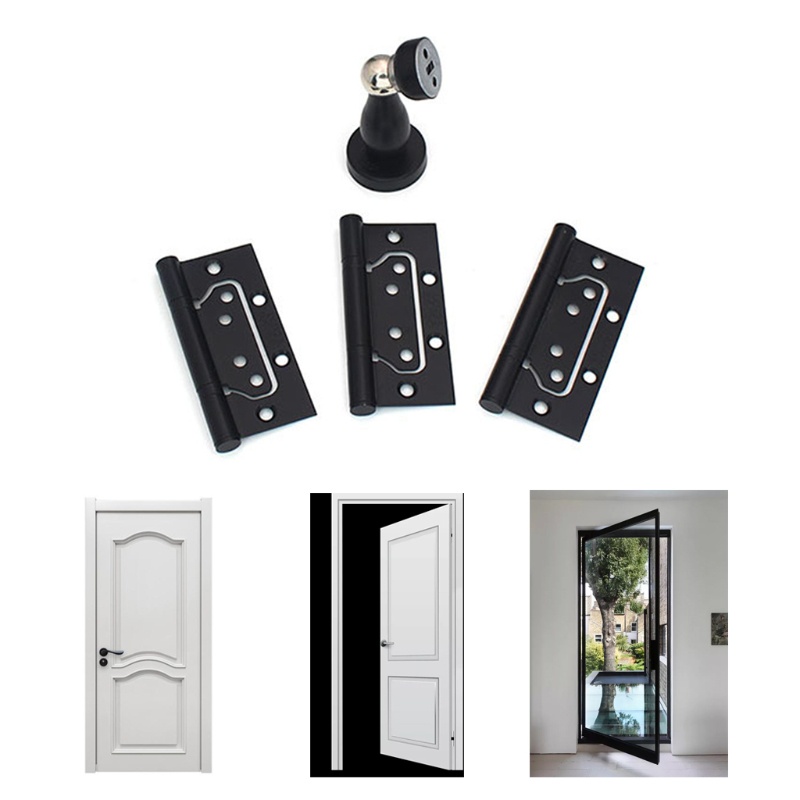 Set 3 Bản Lề Cửa 4 Nút Chặn Chống Va Chạm Không Ồn