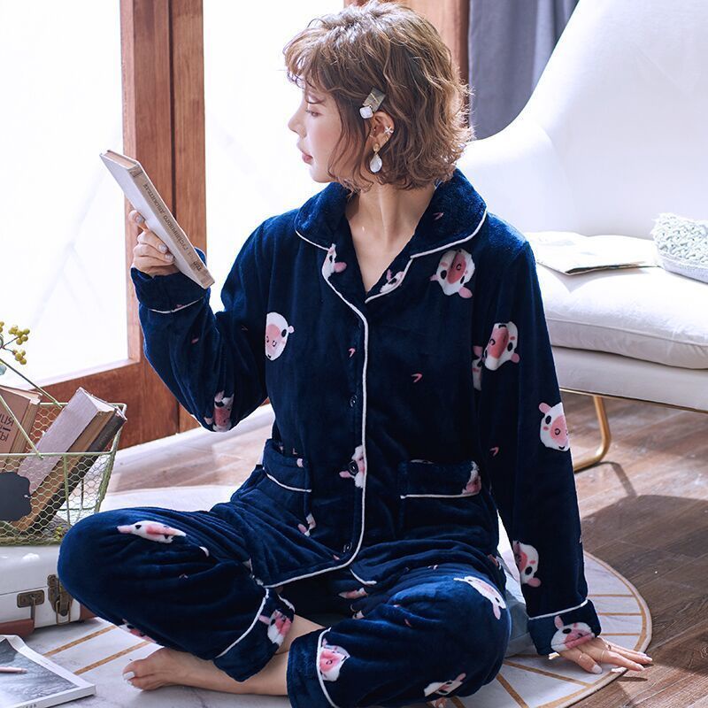 Bộ đồ ngủ chất nhung dày dặn cỡ lớn thời trang thu đông mới cho nữ | BigBuy360 - bigbuy360.vn