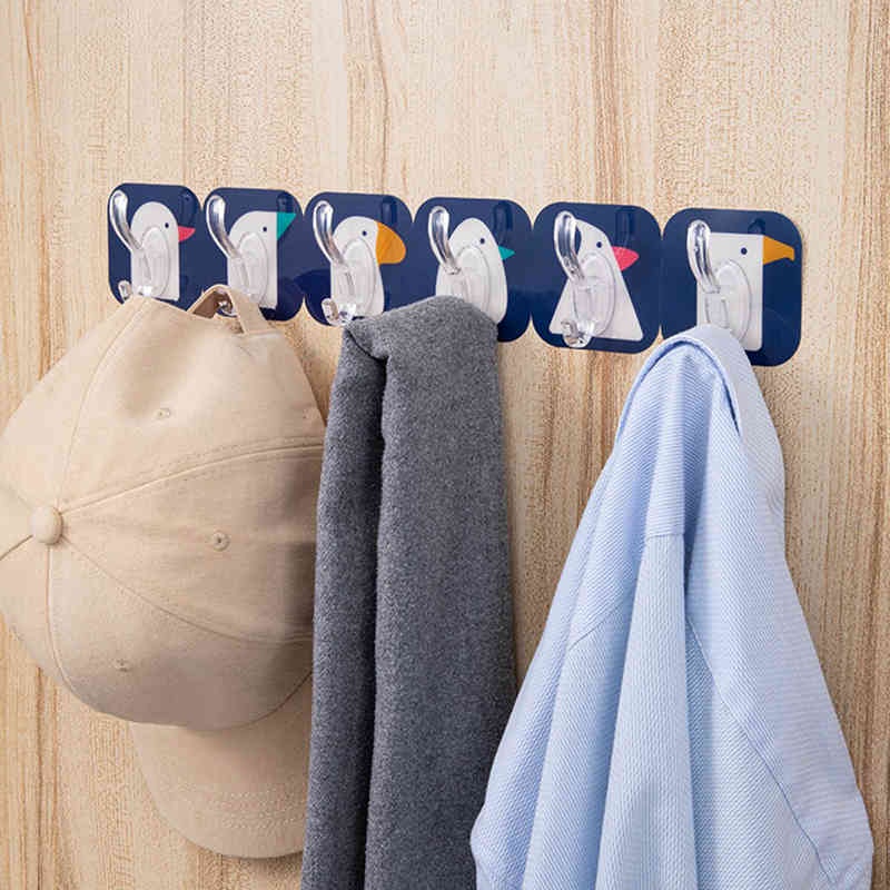 Sáu Móc Treo Đồ Dán Tường Không Cần Khoan Đa Năng