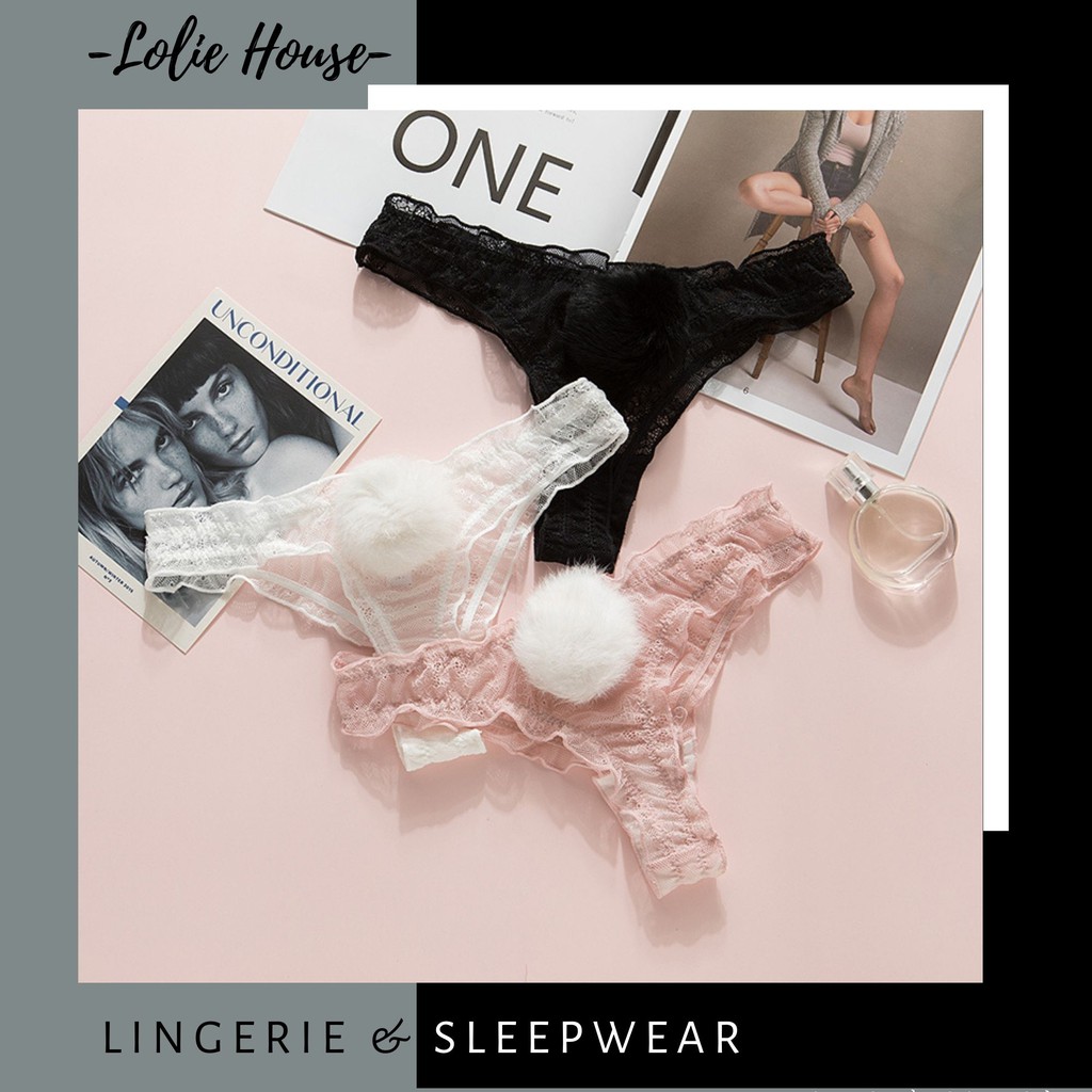 Quần lọt khe đuôi thỏ cáo cục bông dễ thương bằng ren voan lưới LOLIE HOUSE - LK10 | BigBuy360 - bigbuy360.vn