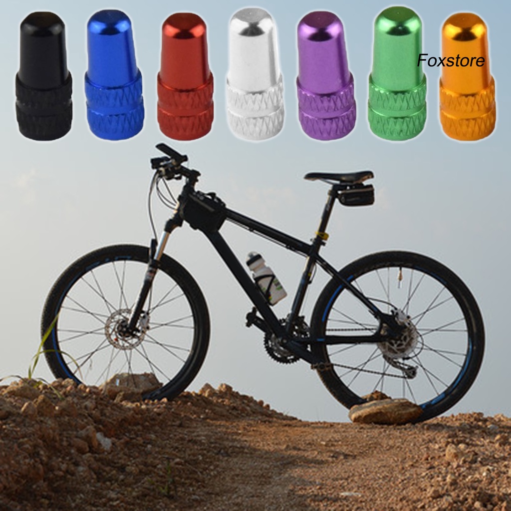 【FS】4 Pcs Valve Caps Practical Wear Resistant Aluminum Alloy Anodized Bike Tire Caps for Bicycle