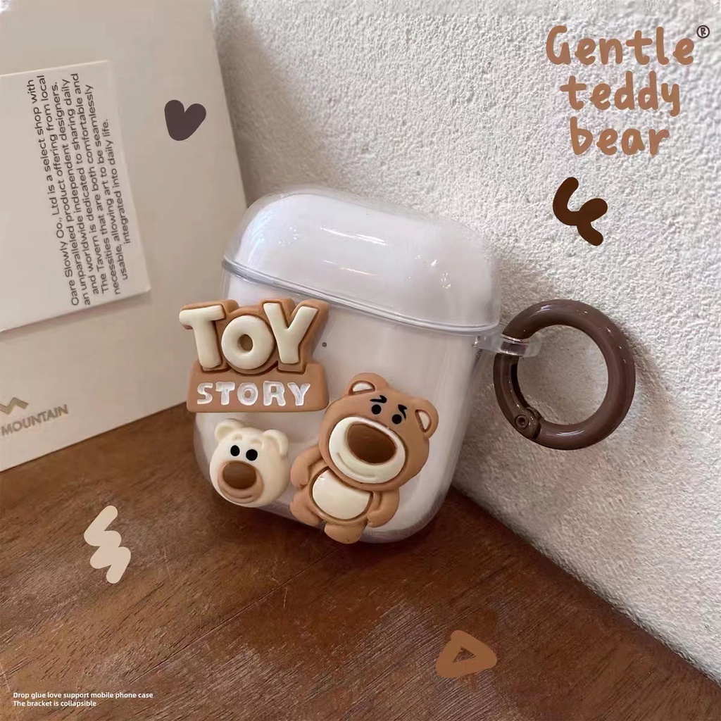 Vỏ Bảo Vệ Hộp Sạc Tai Nghe Không Dây Airpods Pro 1 / 2 /airpods 3 /i11/i12/Hình Gấu Dâu  Dễ Thương