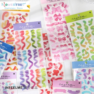 Flowertree Sticker Nhãn dán trang trí phong cách ruy băng nhiều màu bắt mắt