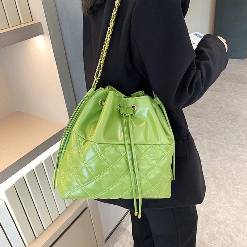 Ielgy Túi Xách bucket Dây Xích Đính Kim Cương Giả Dễ Phối Đồ Cho Nữ