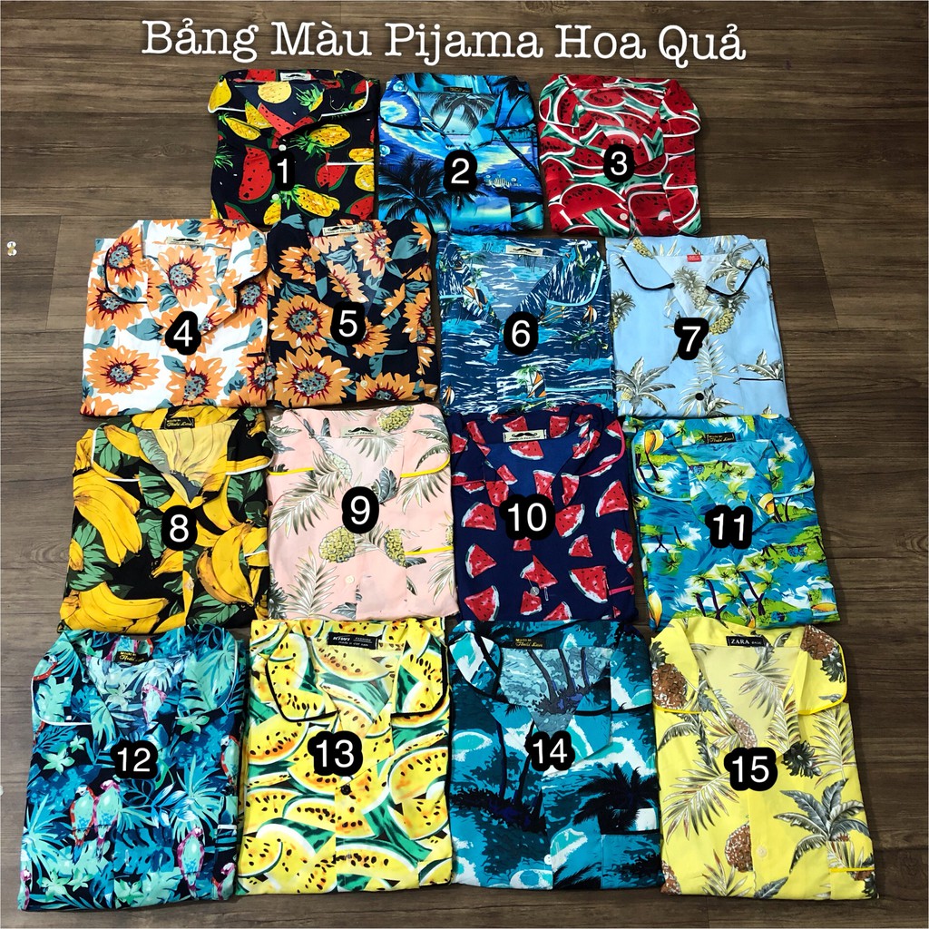 [Sỉ 4x,5x]Bộ PIZAMA HOA QUẢ NAM NỮ (CÓ SIZE)[Ảnh thật+video]