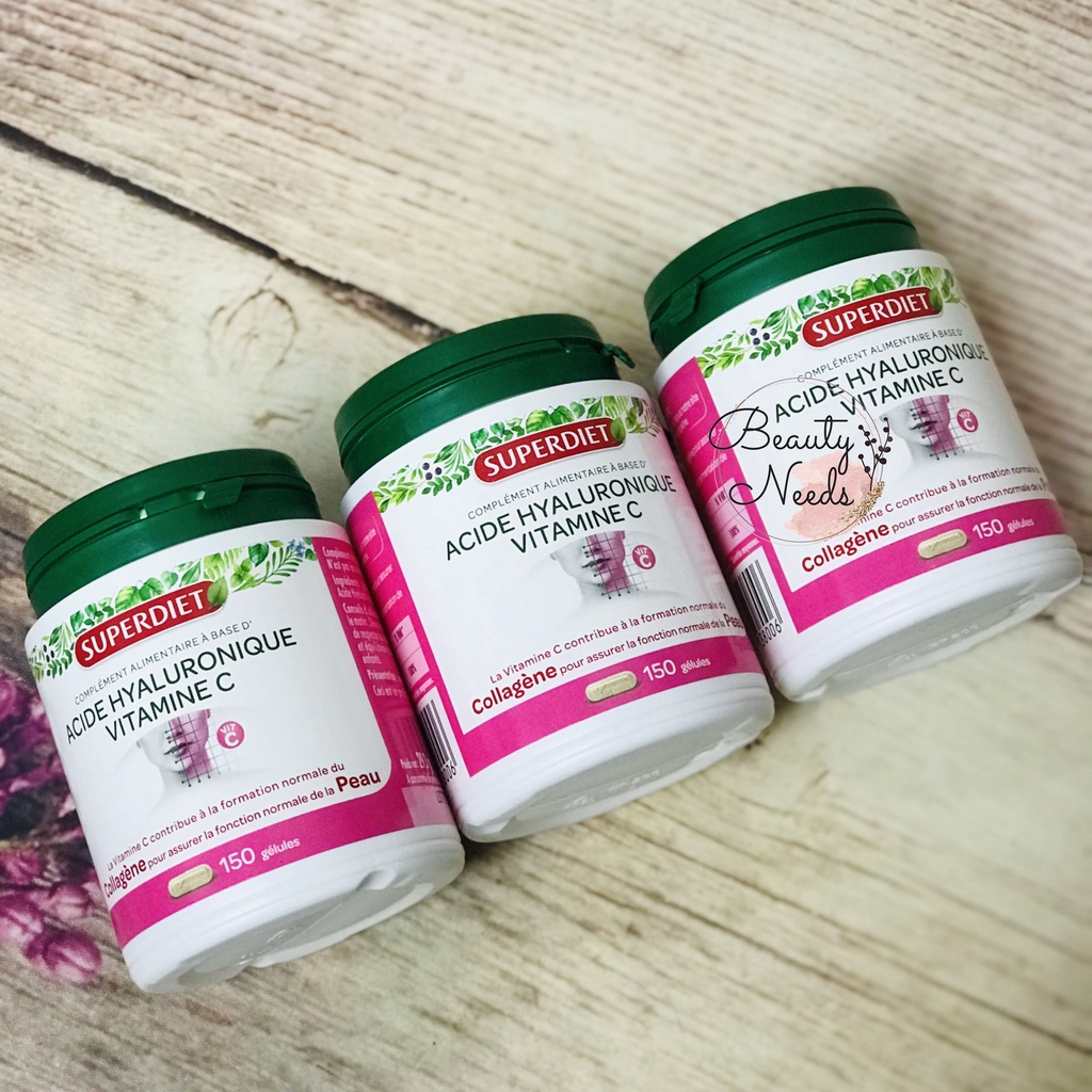 Viên uống cấp nước căng bóng da Superdiet acid hyaluronique vitamine c  150 viên của Pháp