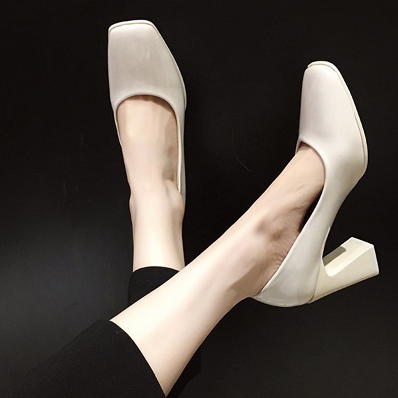 Giày Cao Gót Mũi Vuông Phong Cách Pháp Thời Trang Cho Nữ