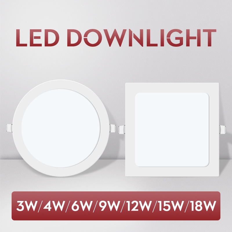 Đèn Led Downlight âm trần tròn siêu mỏng Đèn chiếu sáng tròn 3W 6W 9W 12W 15W 18W 220V Đèn Led chiếu điểm chiếu sáng cho nhà bếp