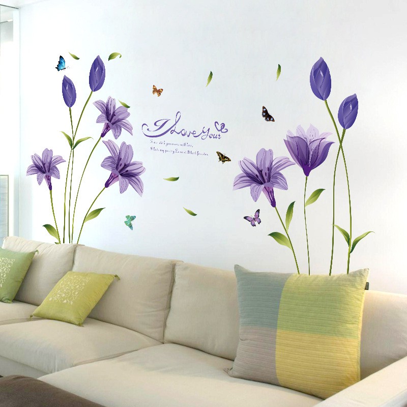 Decal dán tường HOA LILY TÍM-SK9122B