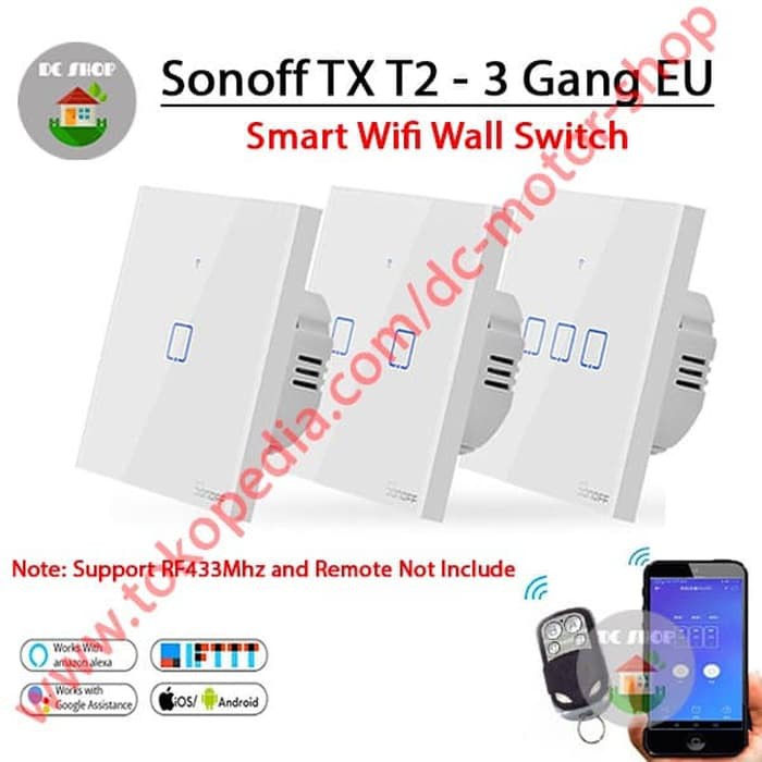 Công Tắc Cảm Ứng Thông Minh Sonoff Touch Tx T2 Eu-3gang Wifi & Rf 433mhz
