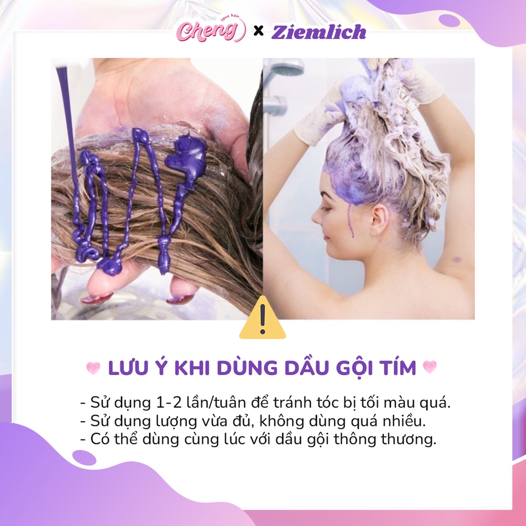 [ĐỘC QUYỀN] DẦU GỘI TÍM ZIEMLICH, Dầu Gội Khử Vàng, Giữ Màu Cho Tóc Nhuộm Sáng, Tóc Tẩy | Chenglovehair, Chenglovehairs