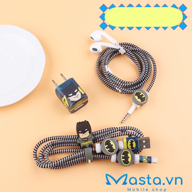 Bộ Decal Dán - Dây Quấn - Nút Bảo Vệ Dây sạc, tai nghe hình hoạt hình