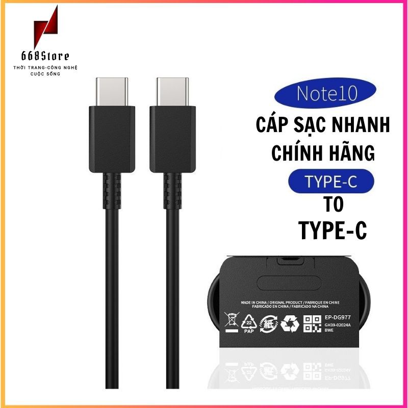 Cáp sạc nhanh Type C to Type C, Dây sạc 2 đầu Type C chính hãng siêu bền bảo hành 12 tháng