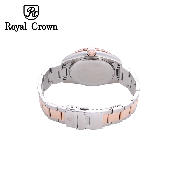 Đồng Hồ Nam Chính Hãng Royal Crown 3662M Dây Thép Vỏ Vàng Hồng Mặt Đen