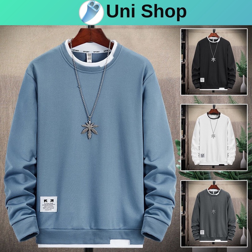 Áo nỉ nam mùa thu đông, dài tay,cổ tròn,lót nỉ áo đẹp thời trang _ B Uni shop | BigBuy360 - bigbuy360.vn