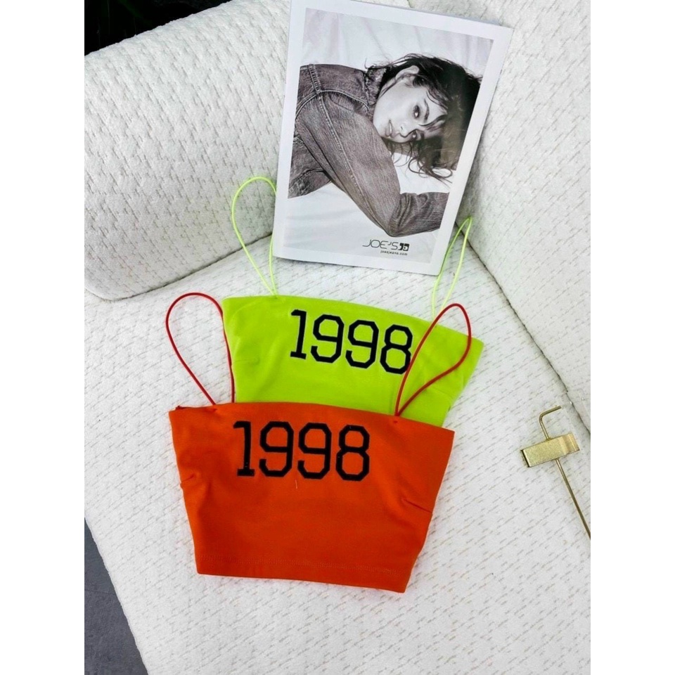 áo 2 dây bún croptop thêu 1998 hot sexy l
