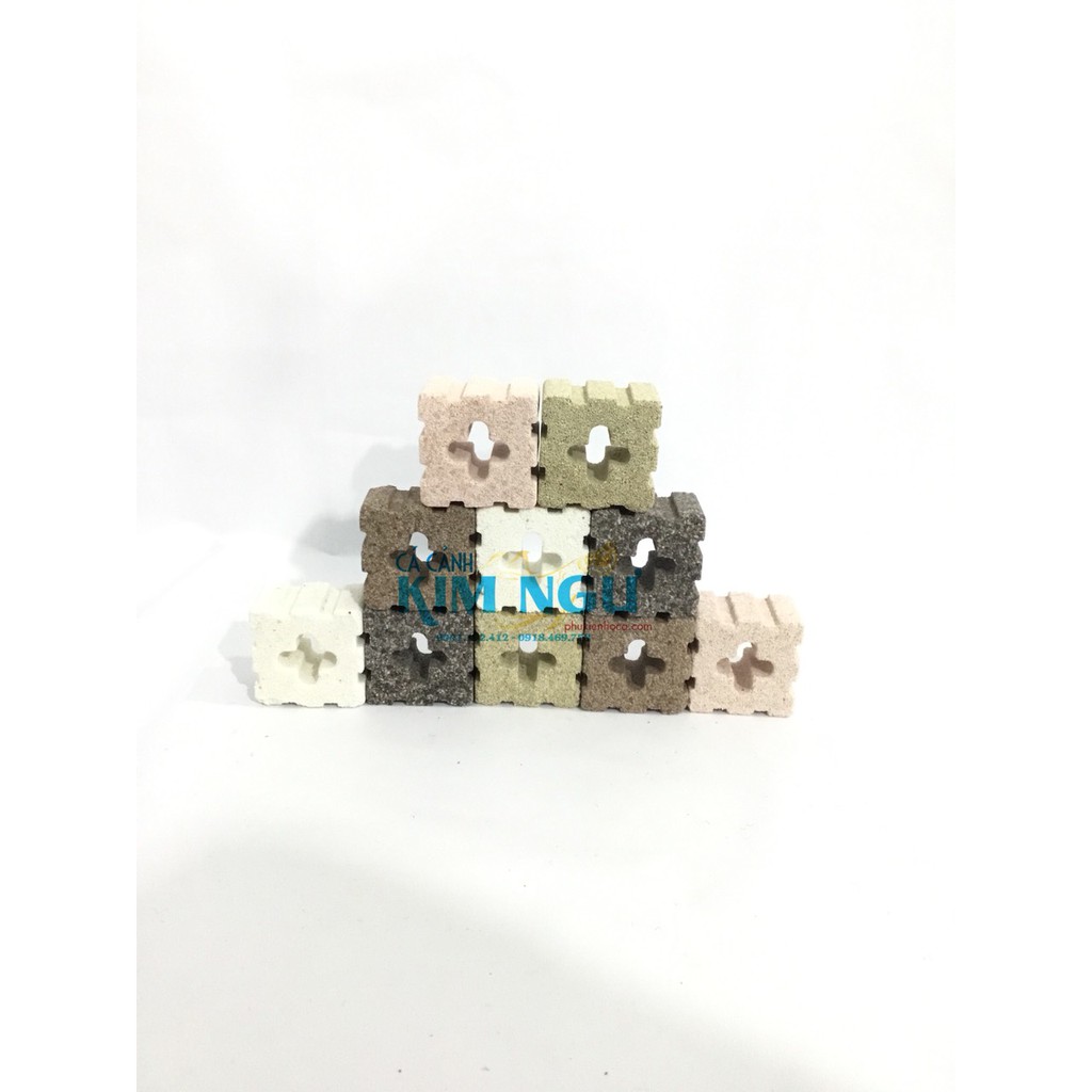 Combo 12 Viên Sứ Vuông Chữ Thập Lọc Nước Hồ Cá 4D