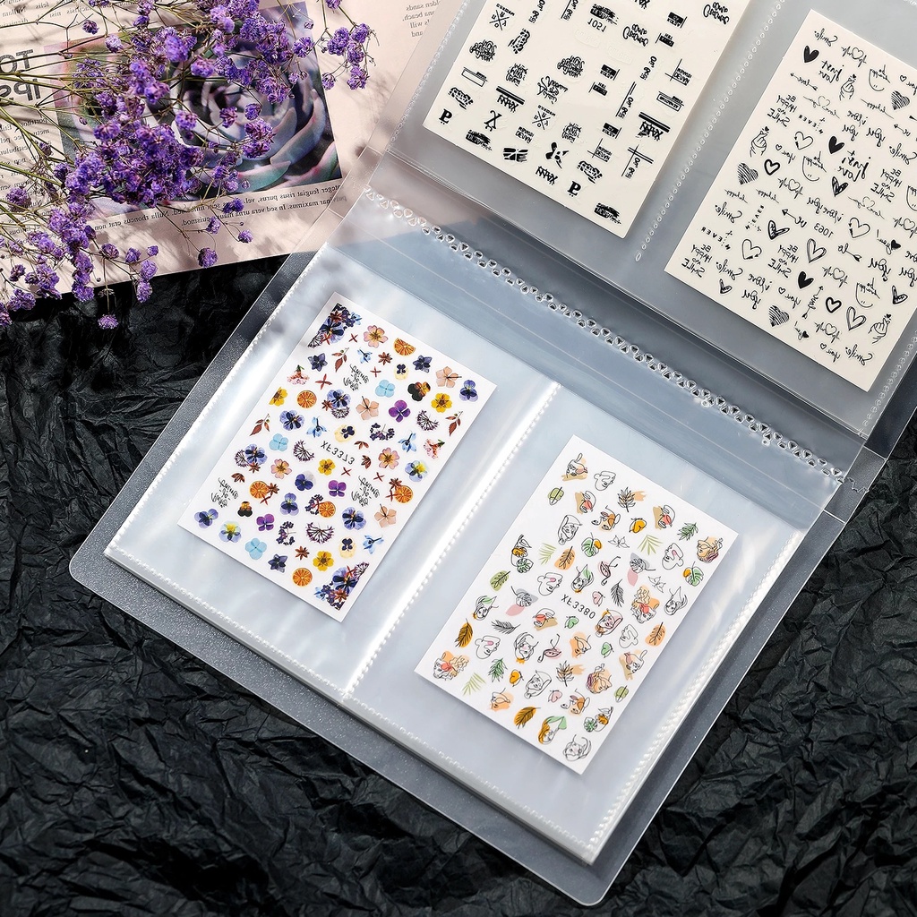 Sách Dán Móng Tay 20 Ngăn 80 Ngăn Trong Suốt Với Album 3D Thông Dụng