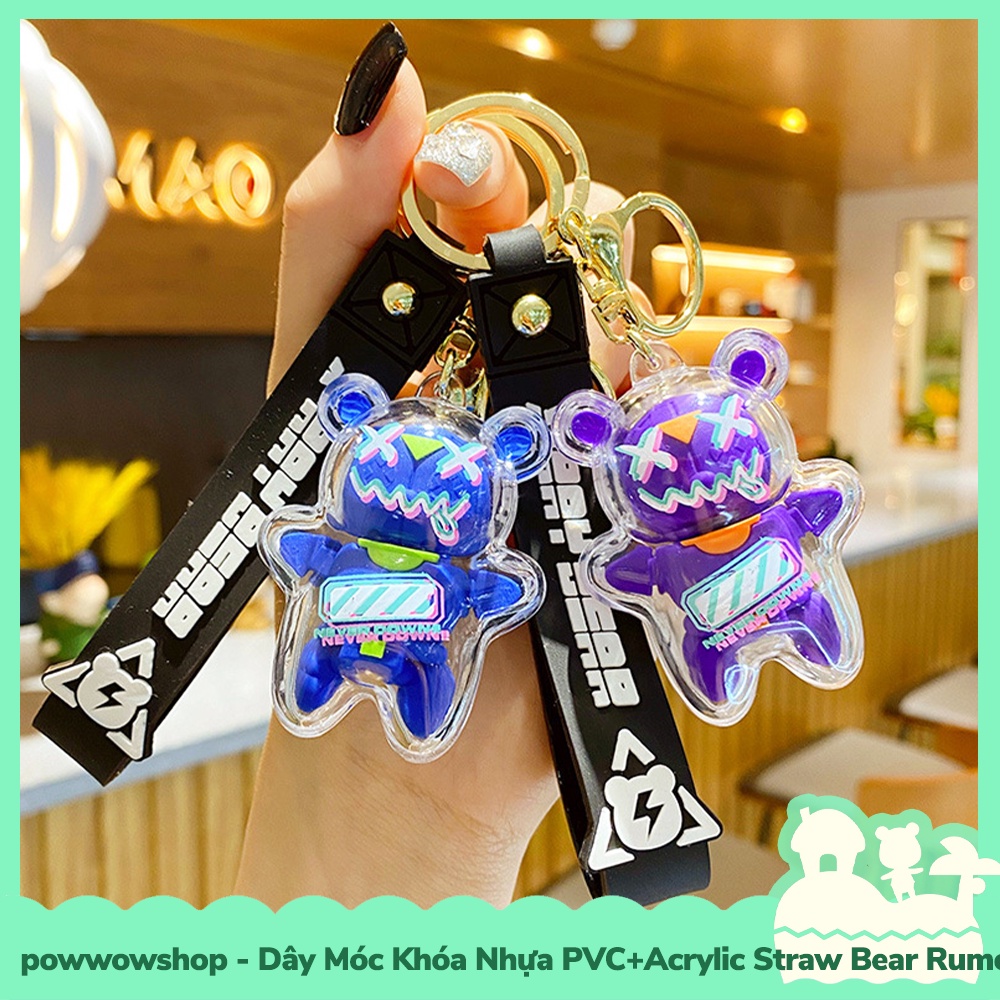 [Sẵn VN - Hỏa Tốc] Dây Móc Khóa Nhựa PVC+PE Mẫu Straw Xray Bear Ballon