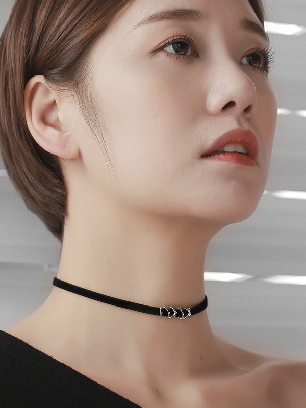 Vòng Cổ Choker Bạc 925 Màu Đen