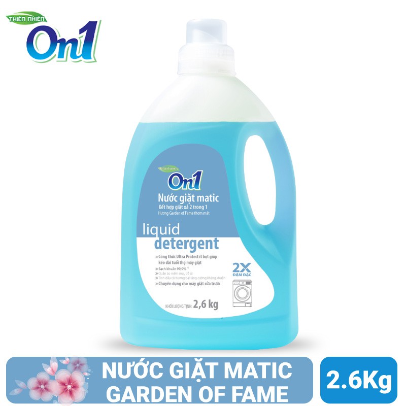 Nước giặt xả ON1 matic hương Garden Of Fame 2.6kg N7001 - Dành cho máy giặt cửa trước