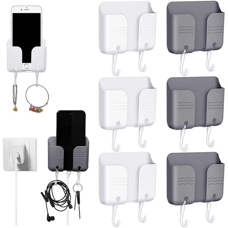 Hộp đựng điều khiển từ xa/điện thoại gắn tường có 2 móc