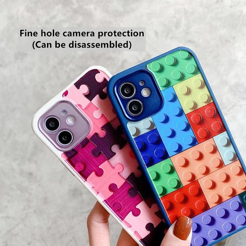 Ốp điện thoại nhám hình mảnh ghép dành cho iPhone 7 7plus 8 8plus x xr xs 11 12 promax | BigBuy360 - bigbuy360.vn