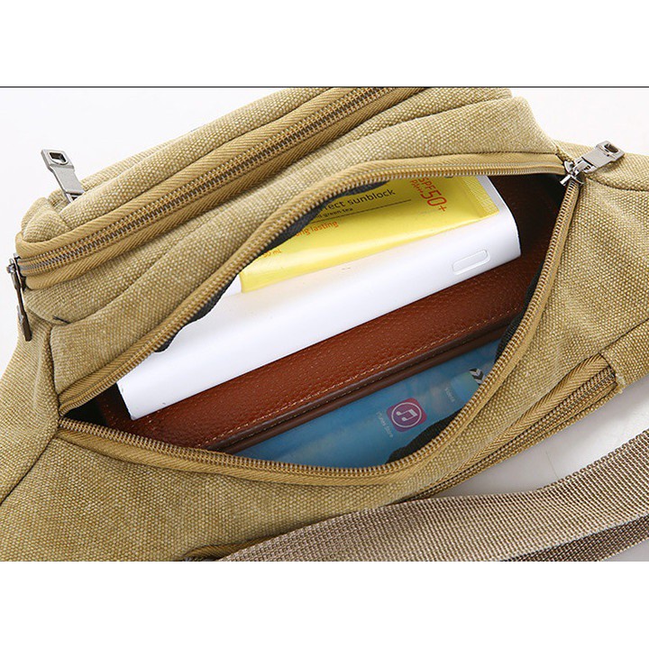 Túi đeo bụng nam, nữ chất liệu vải kaki siêu bền, có nhiều ngăn tiện dụng TUI-80 | BigBuy360 - bigbuy360.vn