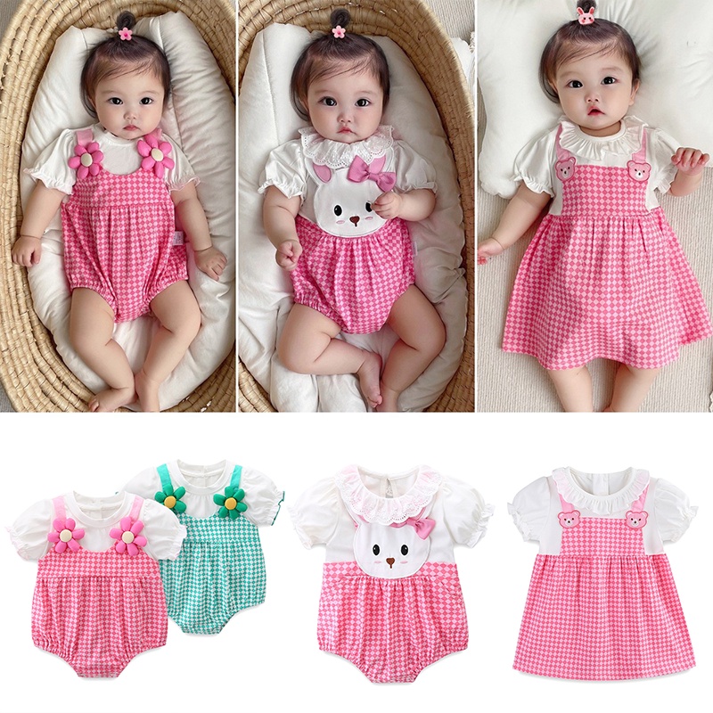Áo Liền Quần Giả Hai Mảnh Họa Tiết Hoa Dễ Thương Cho Bé Gái 2280