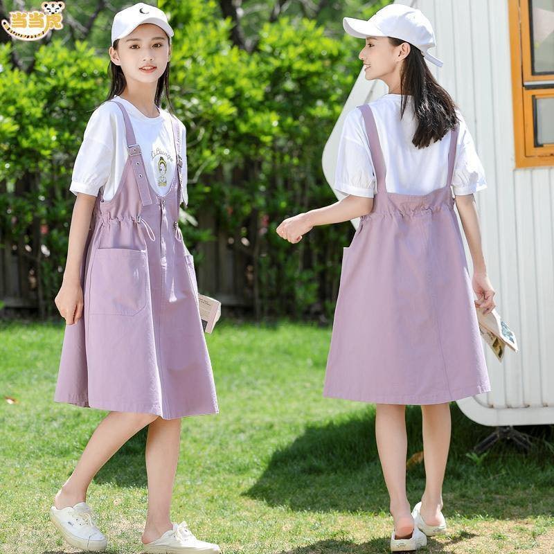 Set yếm kèm áo cộc tay cho bé gái mặc hè size đại BEESHOP H23015