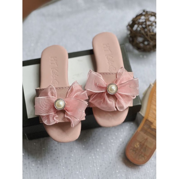 Dép lê trẻ em nơ công chúa cho bé gái