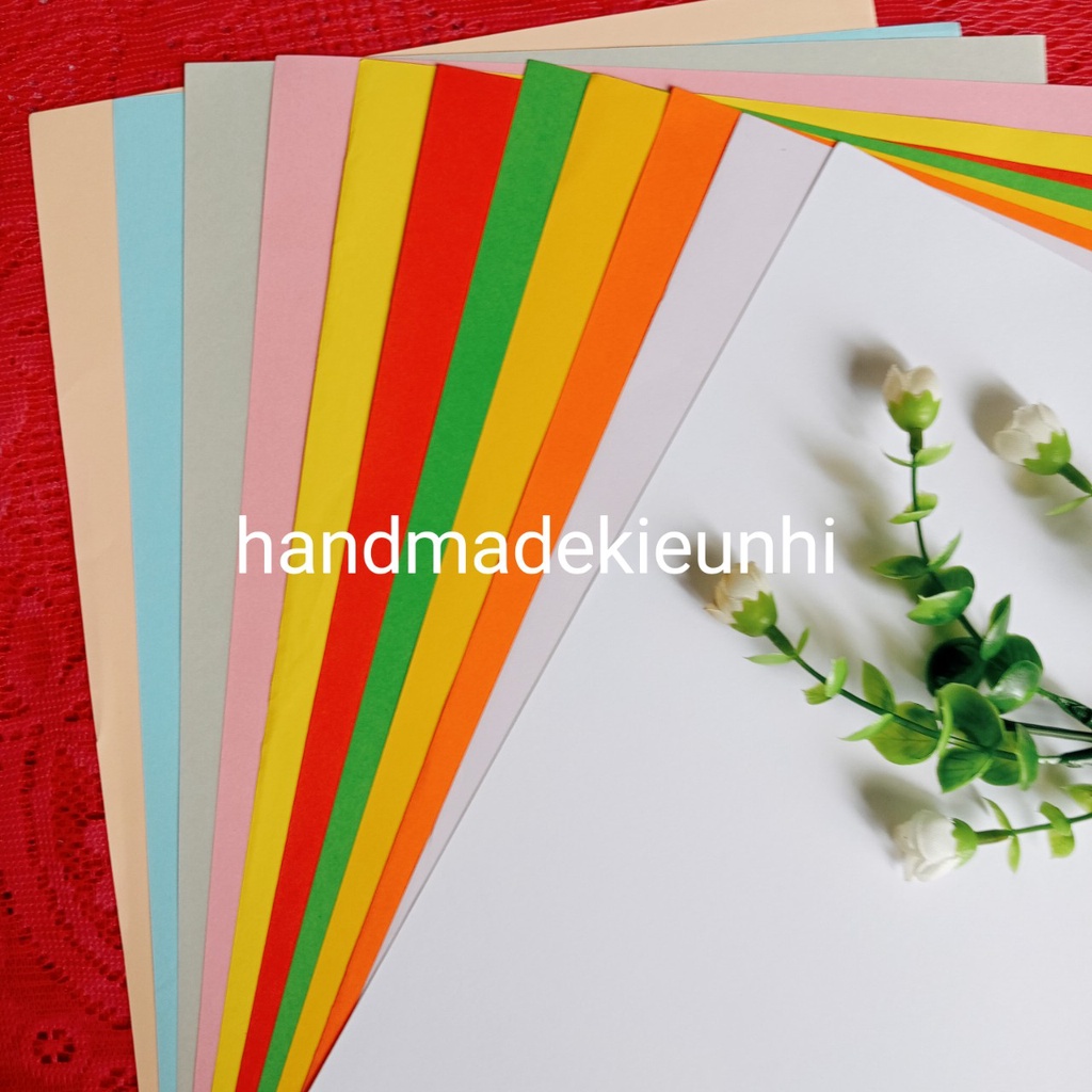 20 tờ giấy màu mỏng khổ A4, 80gsm, ĐỦ 10 MÀU - giấy thủ công xếp hình, làm handmade