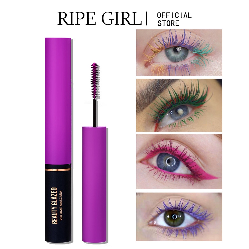 Mascara chải lông mi RIPE GIRL làm dày siêu mềm mịn nhiều màu sắc tùy chọn chống thấm nước và mồ hôi không bị nhòe
