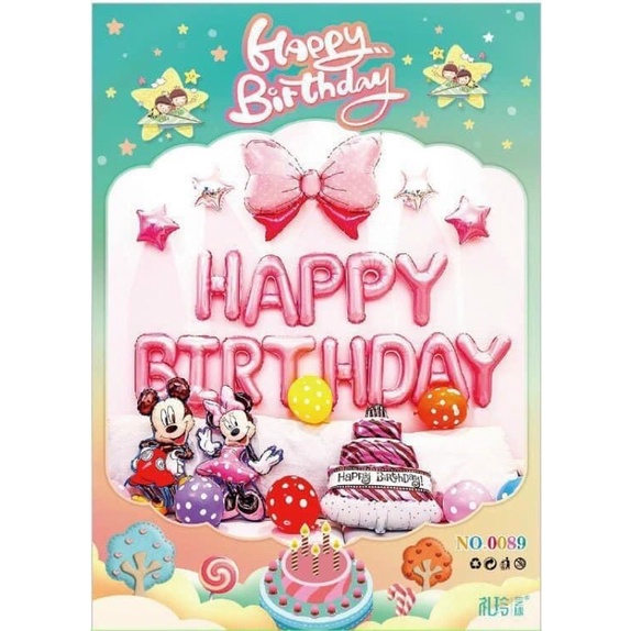 Sét trang trí sinh nhật bé trai bé gái màu sắc siêu đẹp không bao gồm rèm và số