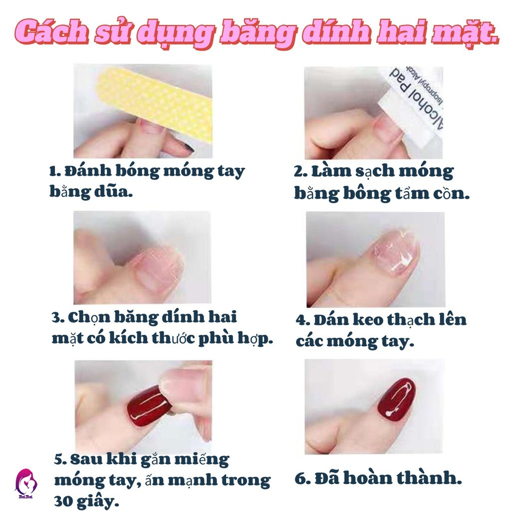 Set 24 móng tay giả họa tiết đính nơ đáng yêu