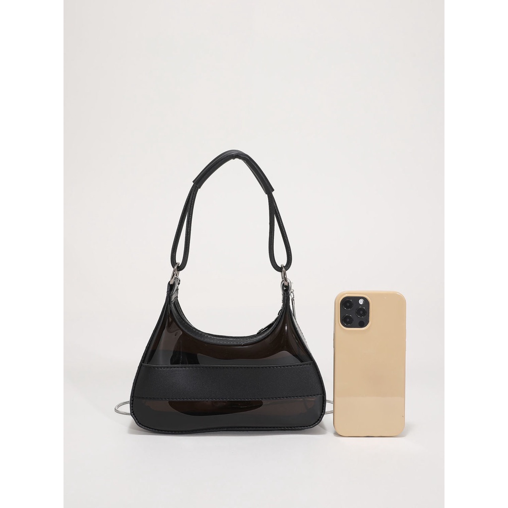 Túi kẹp nách dây xích vintage túi nhựa trong suốt 2 dây đeo vô cùng