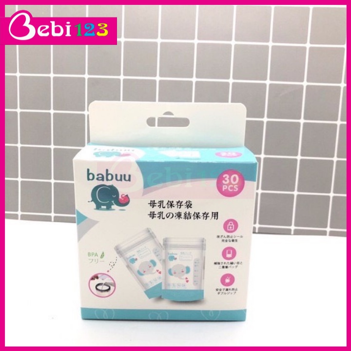 Hộp 30 túi trữ sữa mẫu mới 2 màu Babuu Nhật Bản 100ml