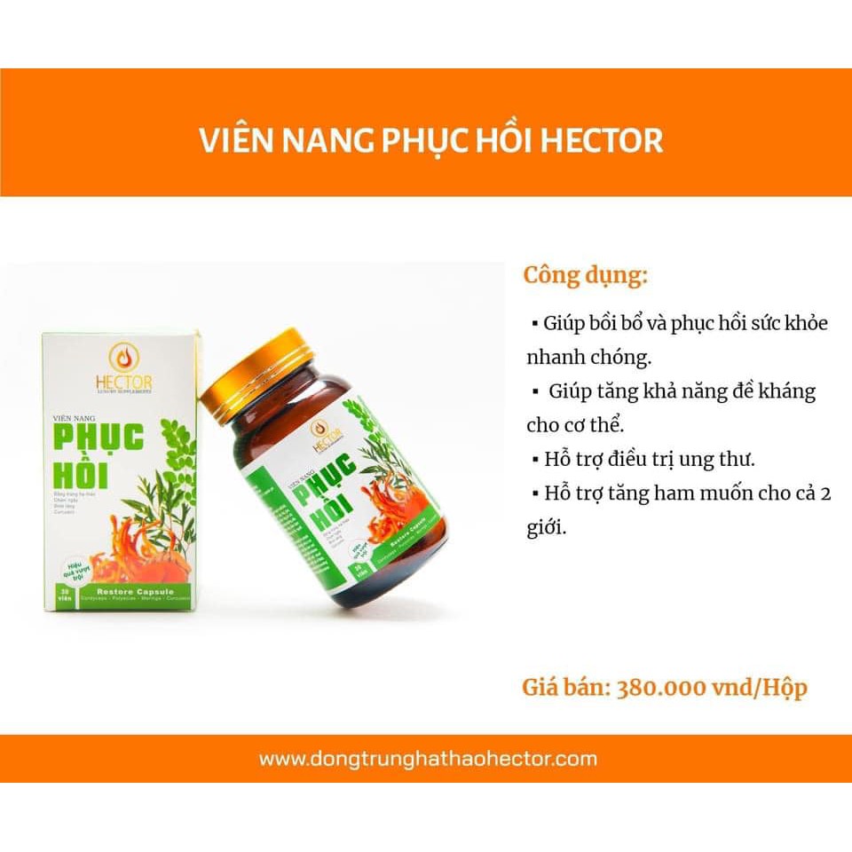 (Chính Hãng) Viên Nang Phục Hồi Sức Khỏe Hector Lọ 30 Viên