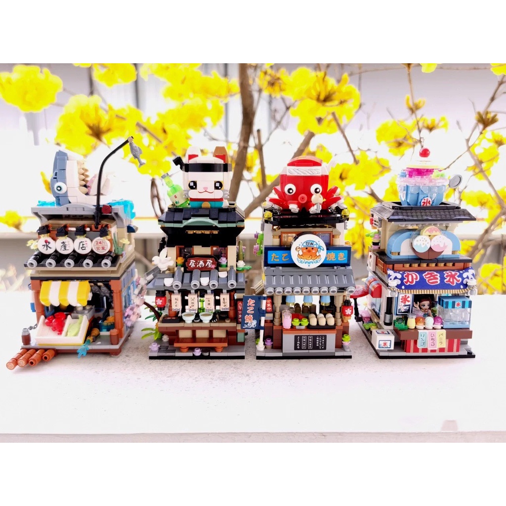 Đồ chơi lắp ráp nhà LOZ mini mô hình Takoyaki shop 1218, 772 pcs