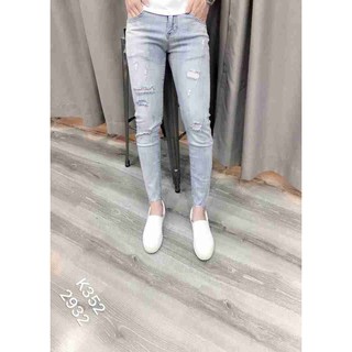 quần jean nam xanh nhạt rách chất jean ( ống tua )