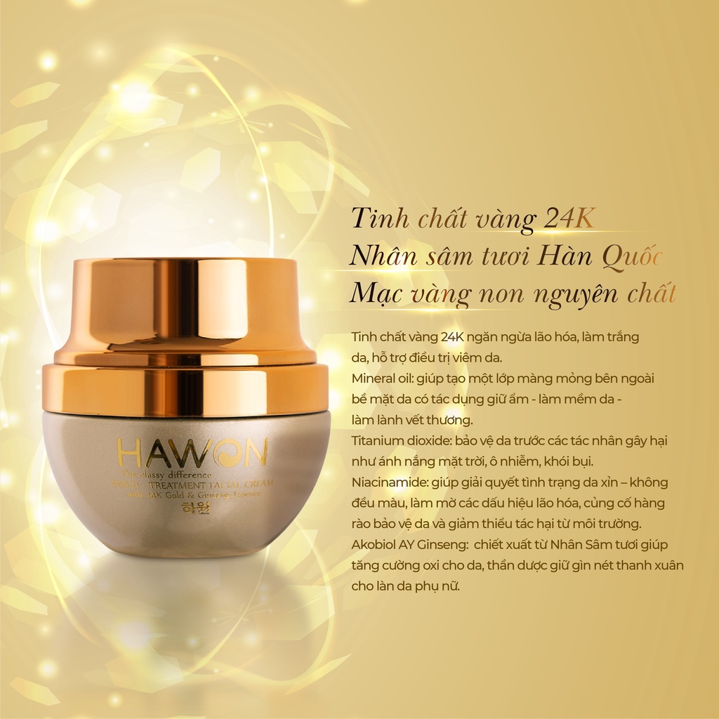 Kem Face Tinh Chất Vàng Nhân Sâm Nâng Tone Sáng Da Cao Cấp HAWON - 20g
